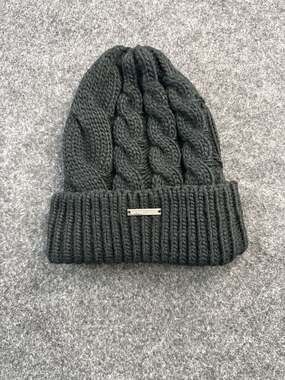 Michael Kors Black Cable Knit Beanie Hat One Size